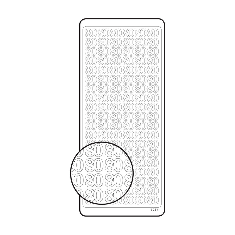 Vaessen creative • sticker 10x23cm 10pcs zilver getal 80