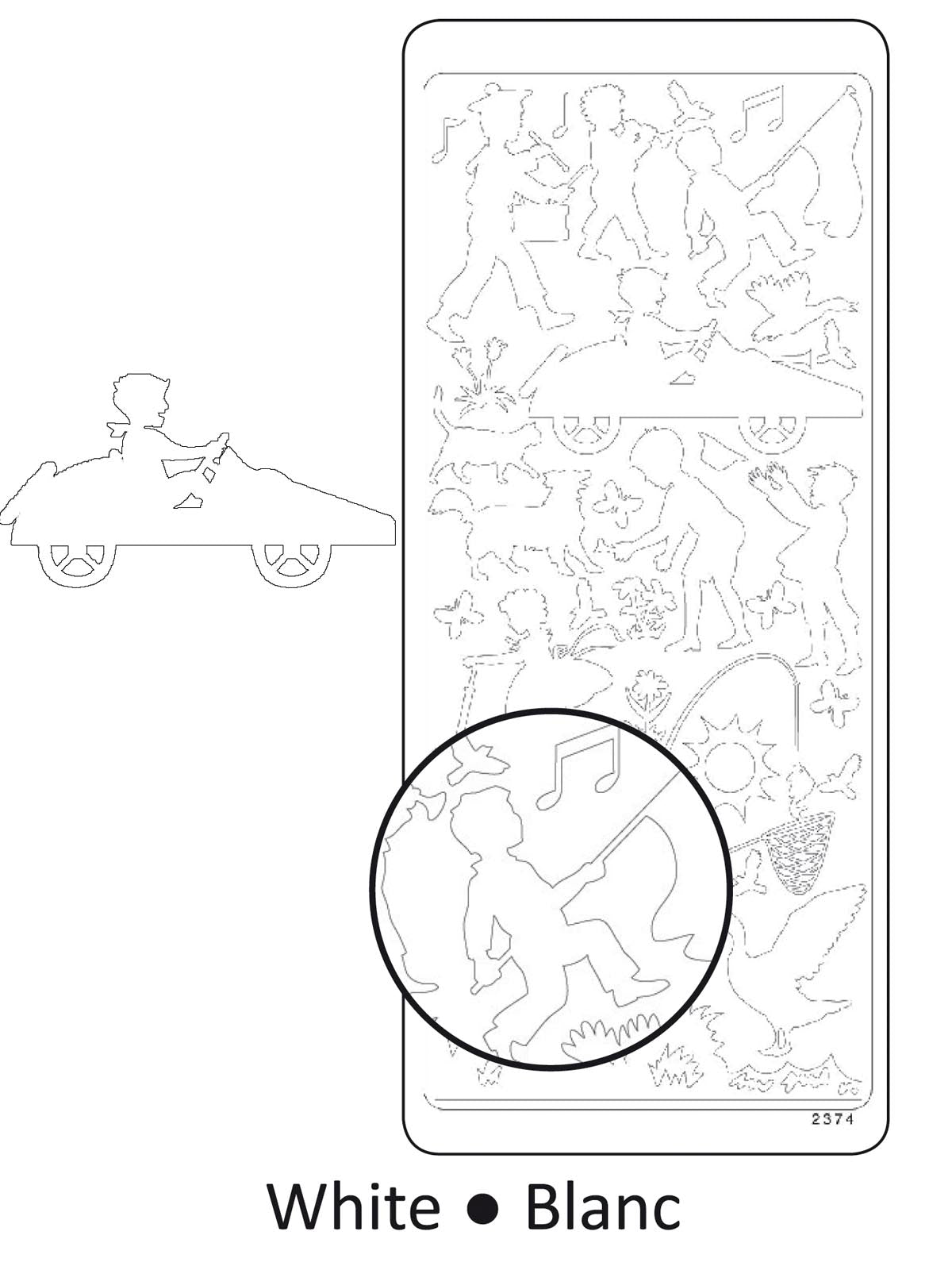 Vaessen creative • sticker 10x23cm 10pcs wit silhouet met kids 1