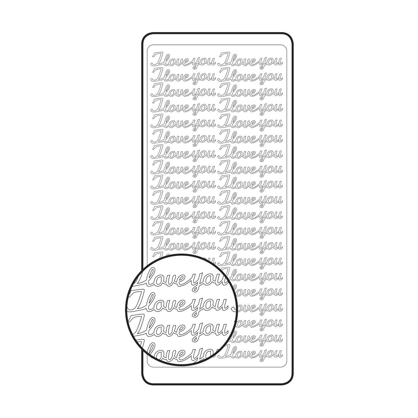 Vaessen creative • sticker 10x23cm 10pcs zilver i love you