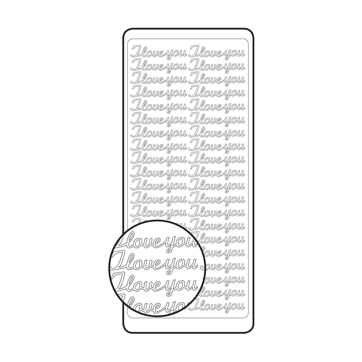 Vaessen creative • sticker 10x23cm 10pcs zilver i love you