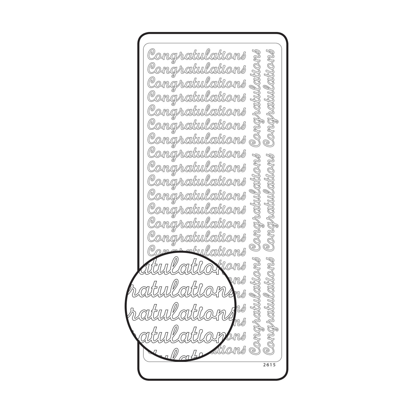 Vaessen creative • sticker 10x23cm 10pcs zilver congratulations