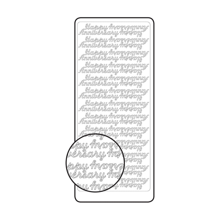 Vaessen creative • sticker 10x23cm 10pcs zilver happy anniversary