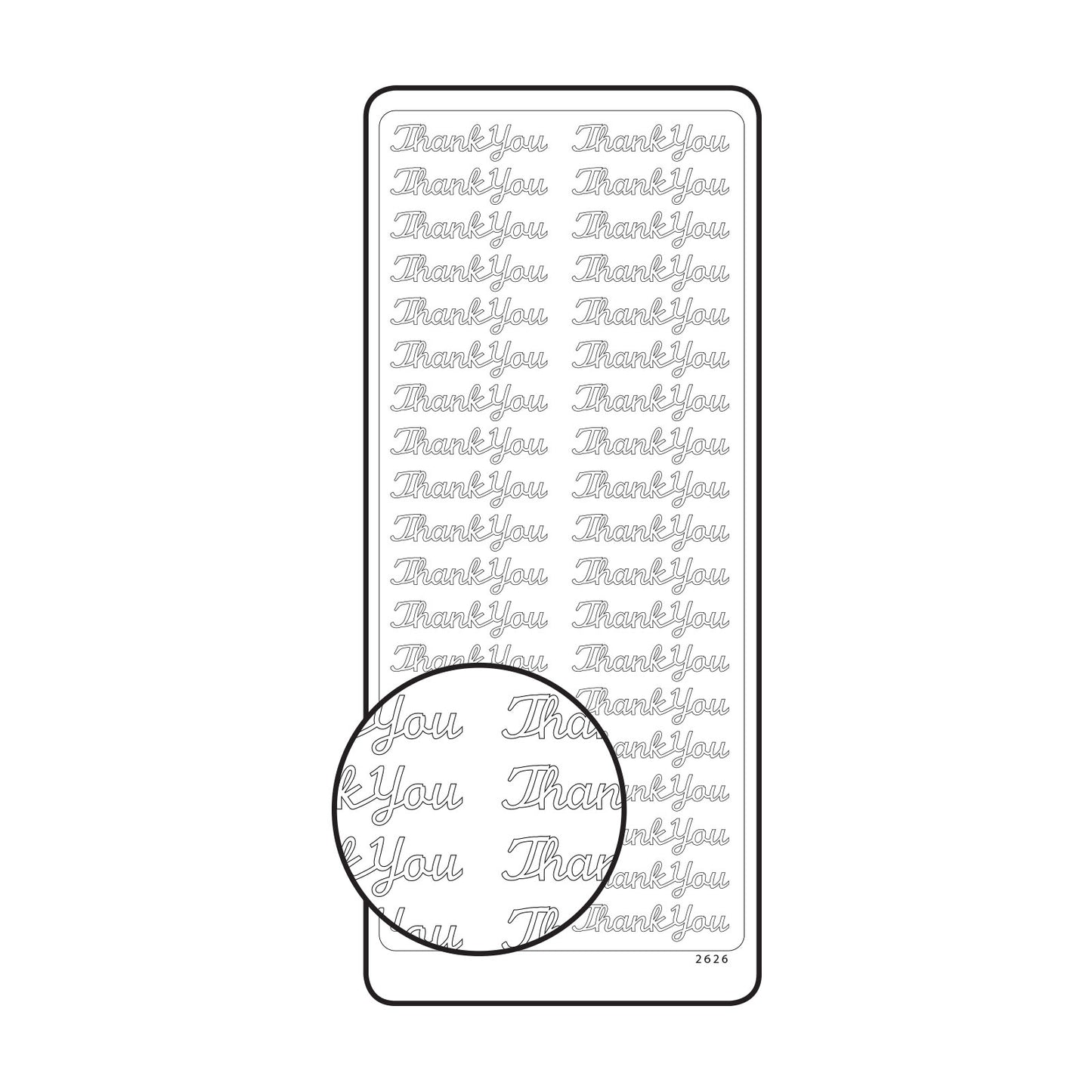 Vaessen creative • sticker 10x23cm 10pcs zilver thank you