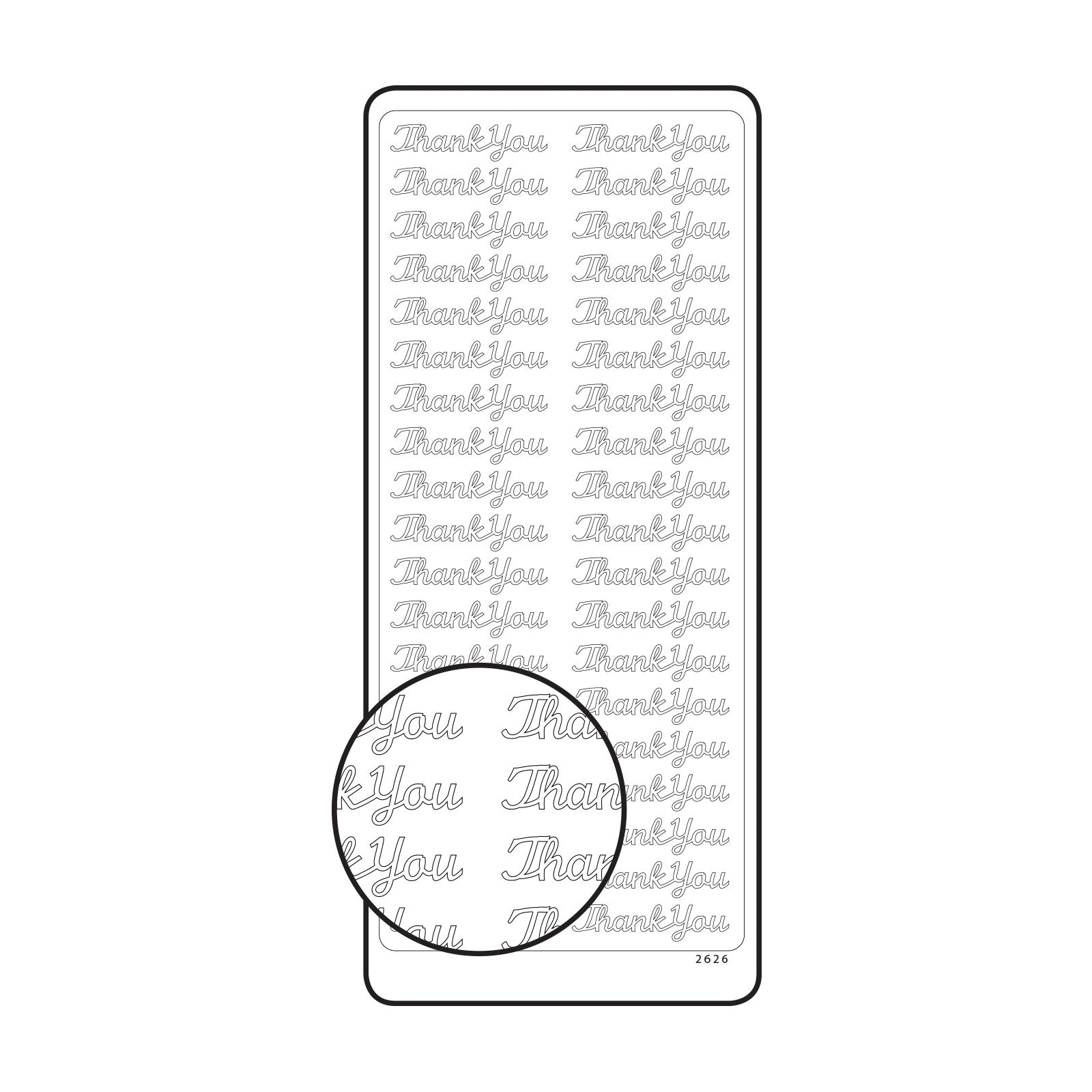 Vaessen creative • sticker 10x23cm 10pcs zilver thank you