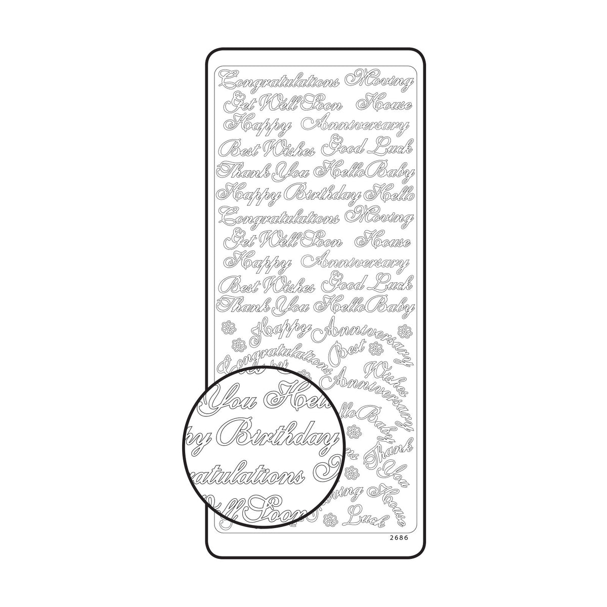 Vaessen creative • sticker 10x23cm 10pcs goud diverse engelse teksten