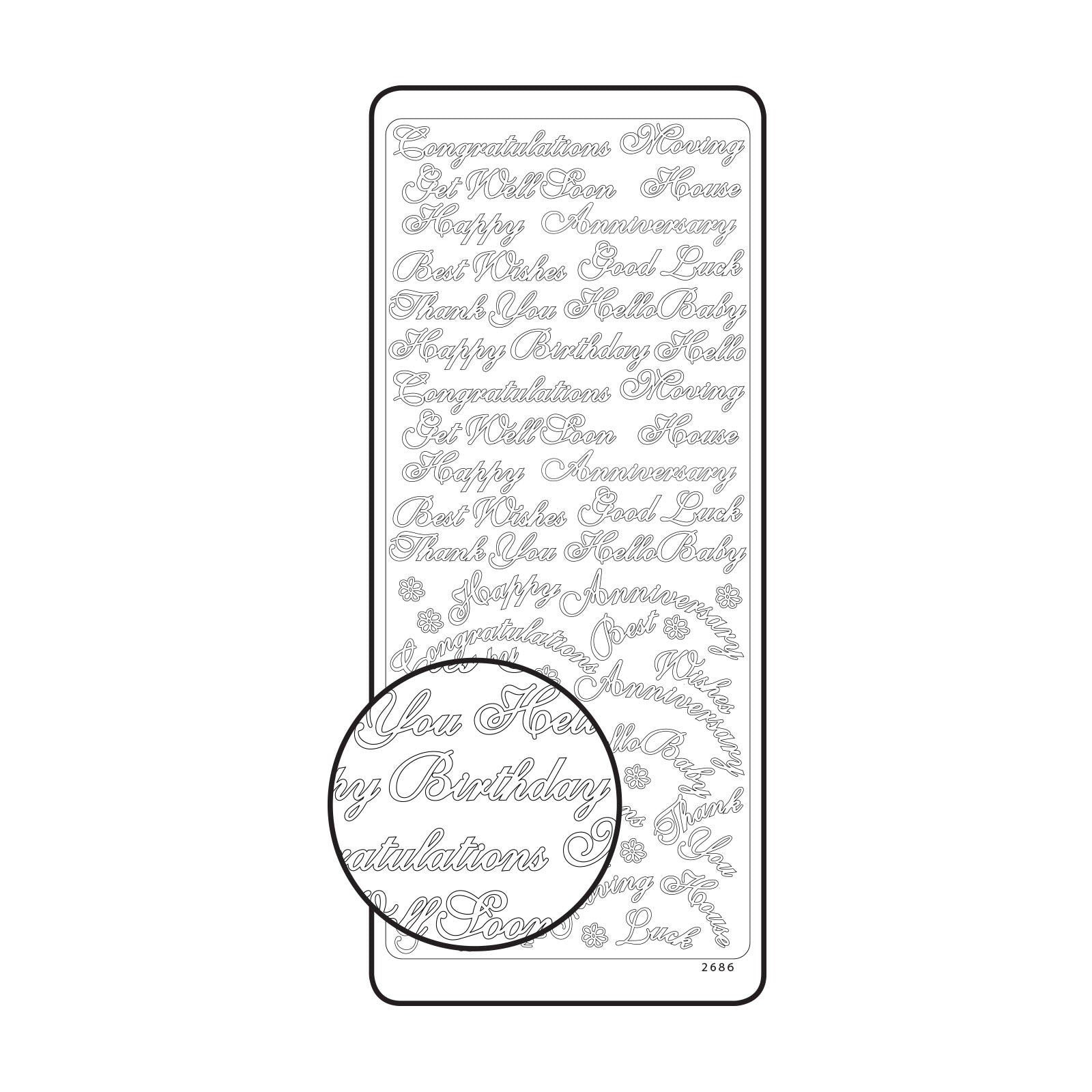 Vaessen creative • sticker 10x23cm 10pcs zilver diverse engelse teksten