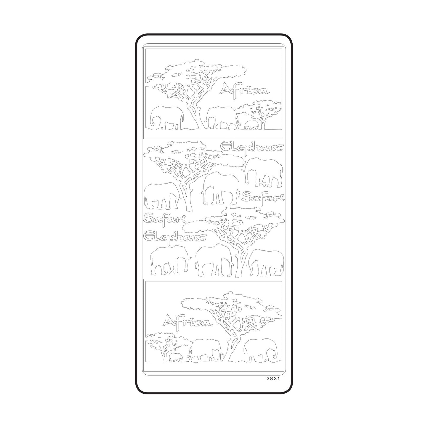 Vaessen creative • sticker 10x23cm 10pcs wit olifant