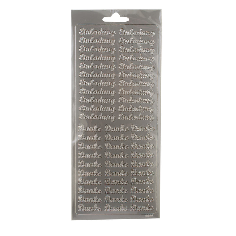 Vaessen creative • sticker 10x23cm 10pcs zilver danke - einladung