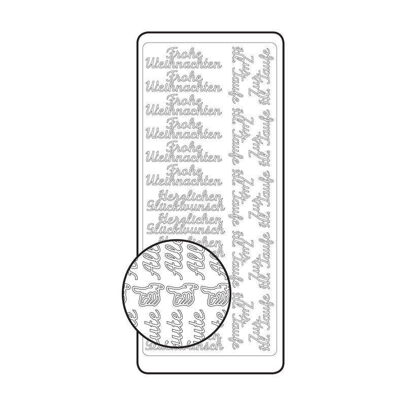 Vaessen creative • sticker 10x23cm 10pcs zilver diverse duitse teksten