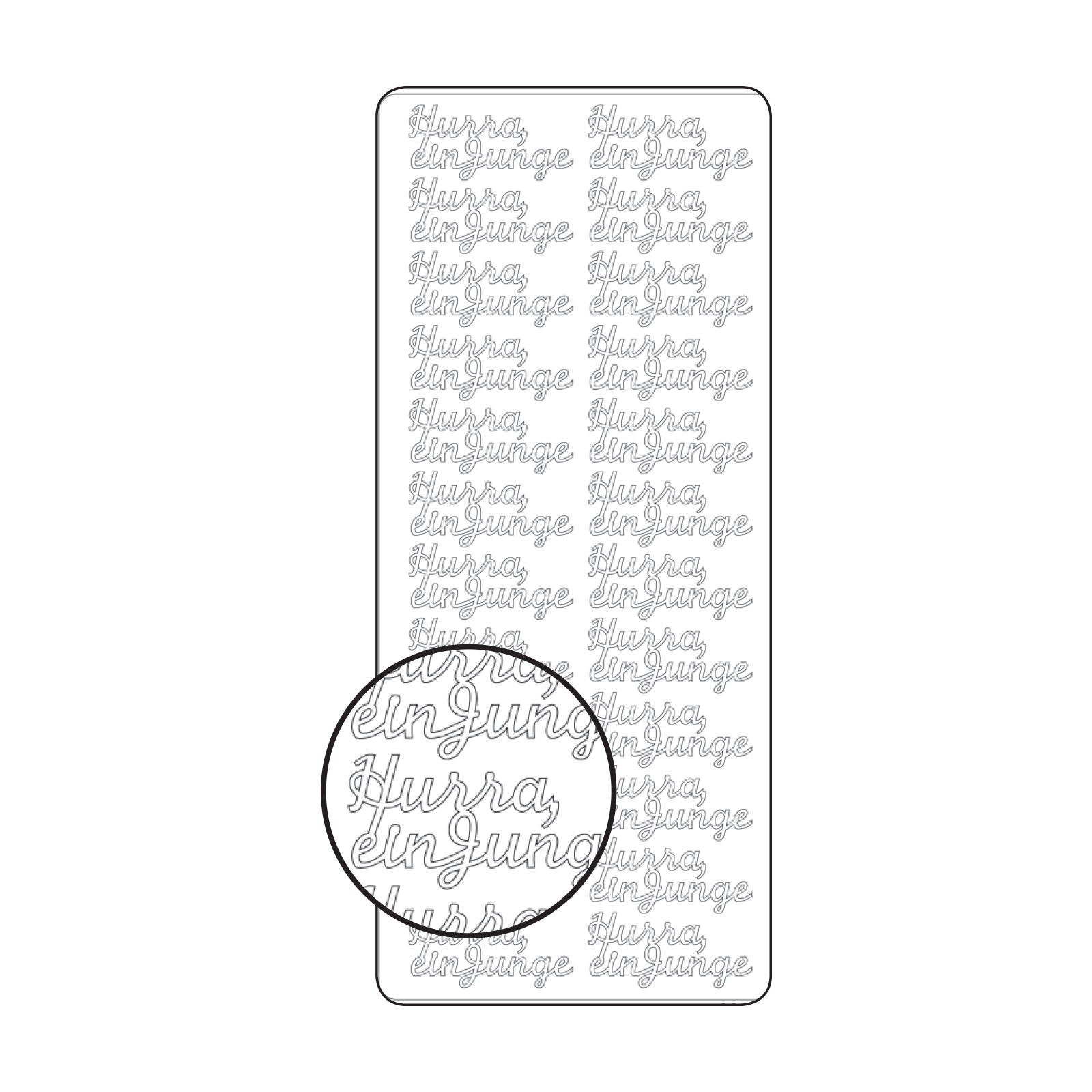 Vaessen creative • sticker 10x23cm 10pcs goud hurra ein junge
