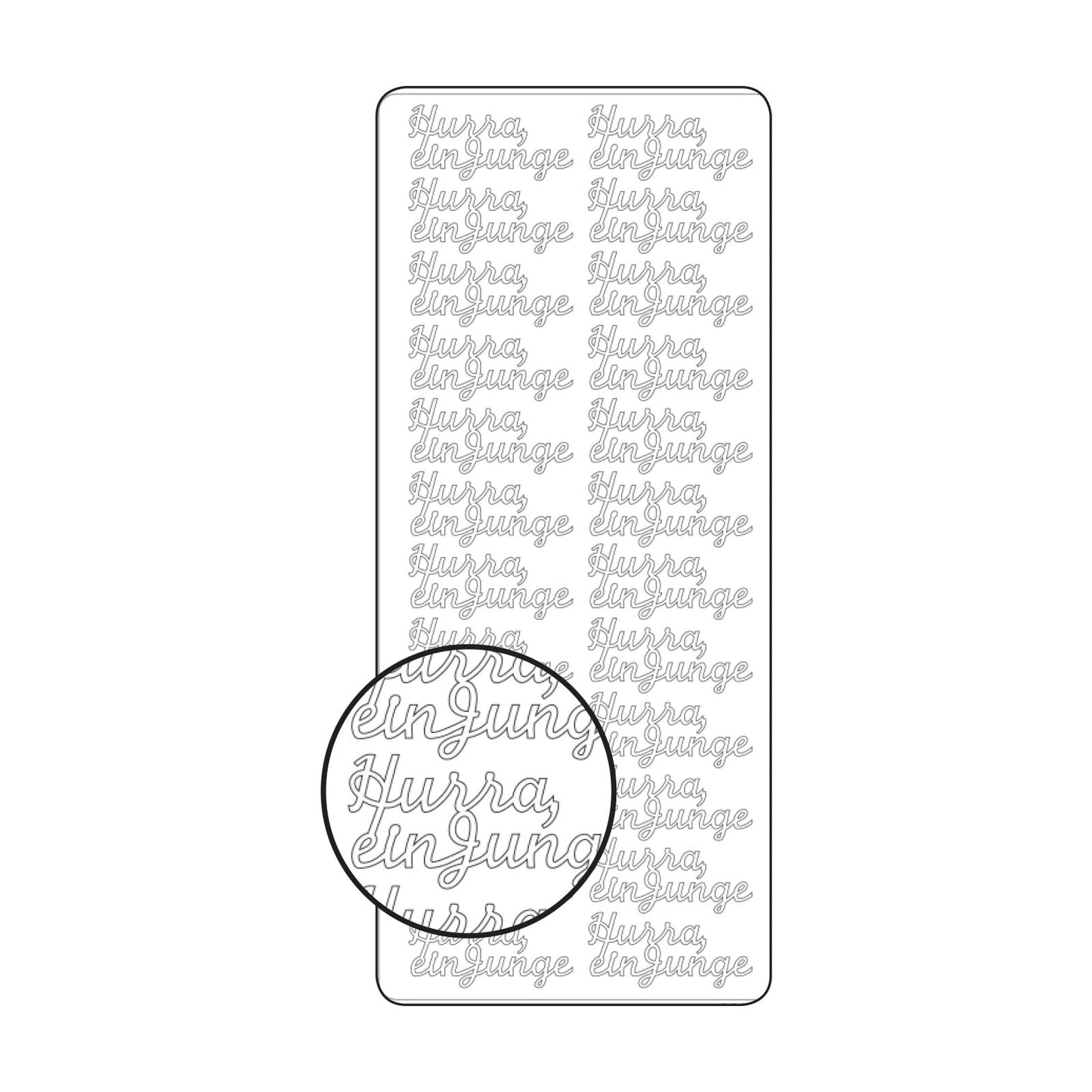 Vaessen creative • sticker 10x23cm 10pcs zilver hurra ein junge