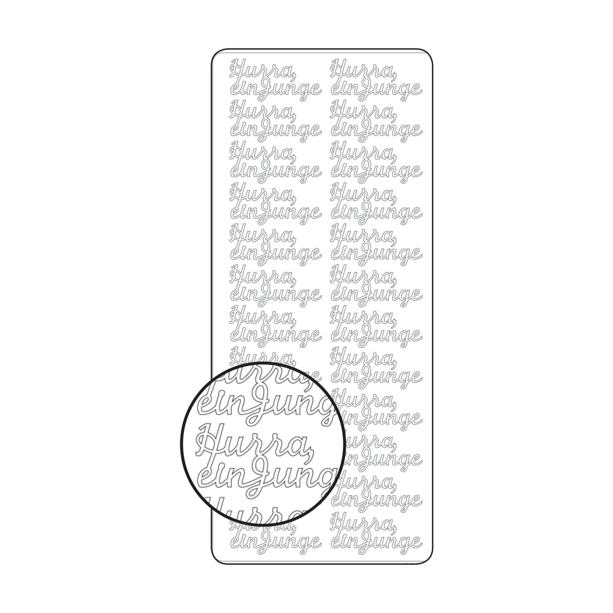 Vaessen creative • sticker 10x23cm 10pcs zilver hurra ein junge