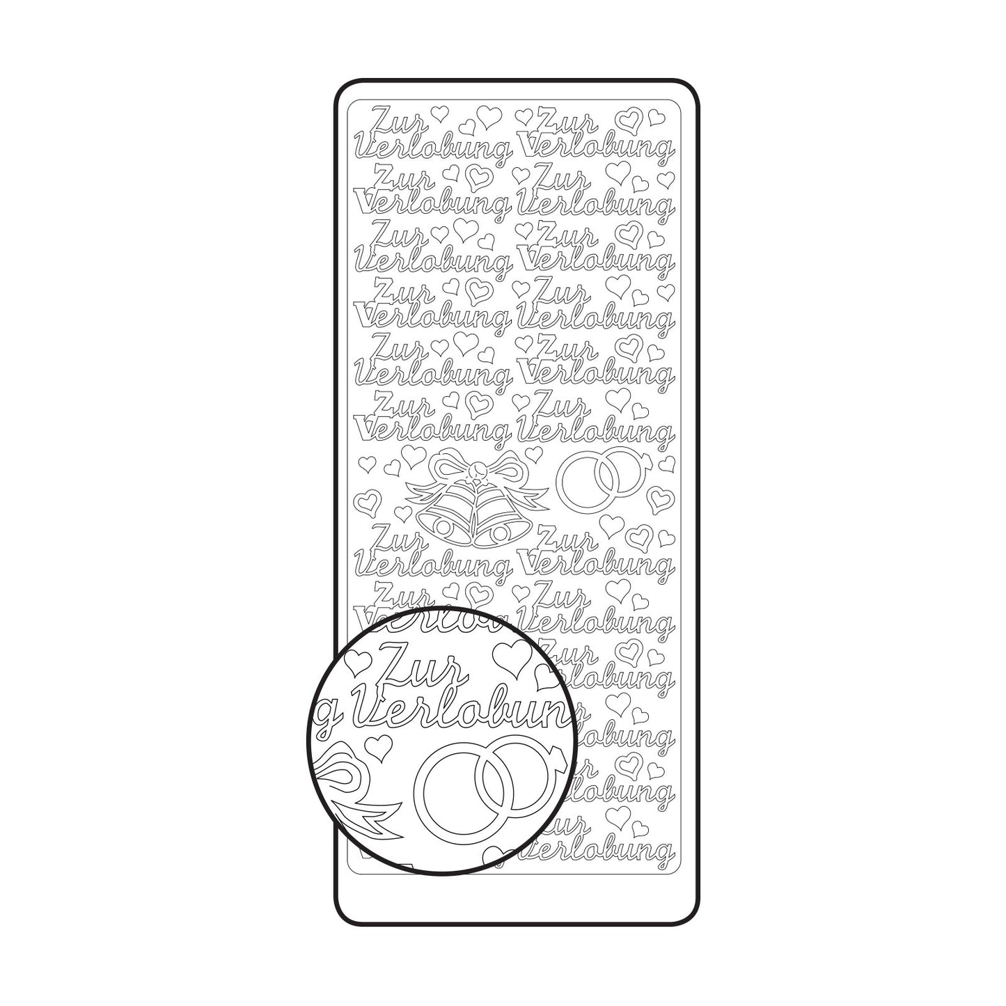 Vaessen creative • sticker 10x23cm 10pcs zilver zur verlobung