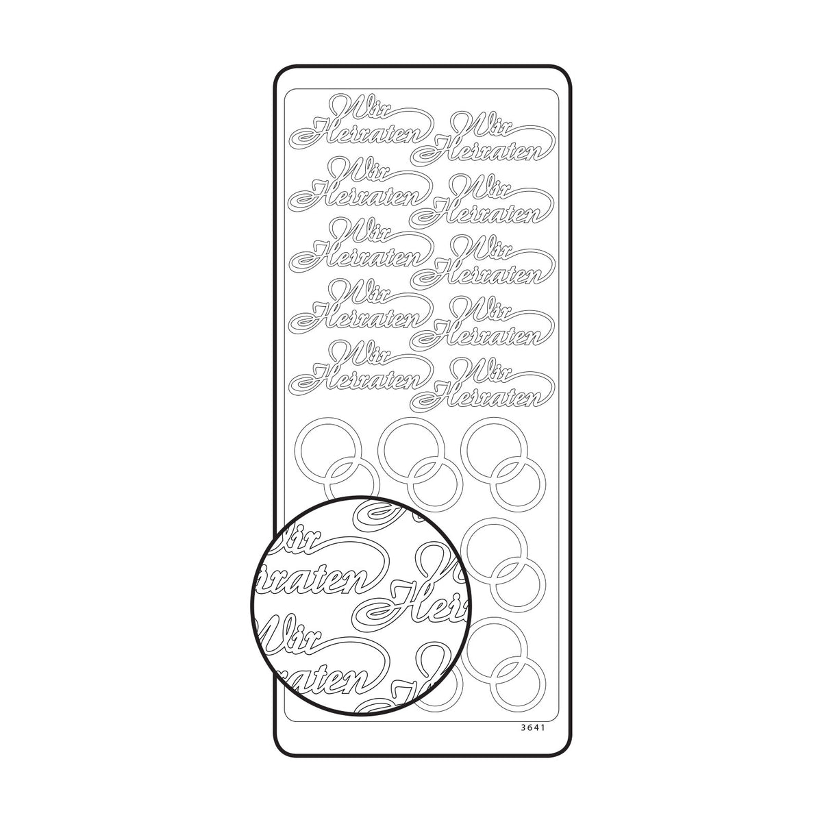 Vaessen creative • sticker 10x23cm 10pcs zilver wir heiraten