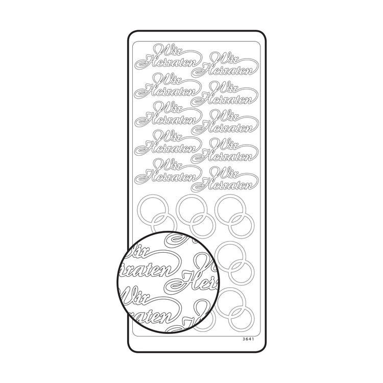 Vaessen creative • sticker 10x23cm 10pcs zilver wir heiraten