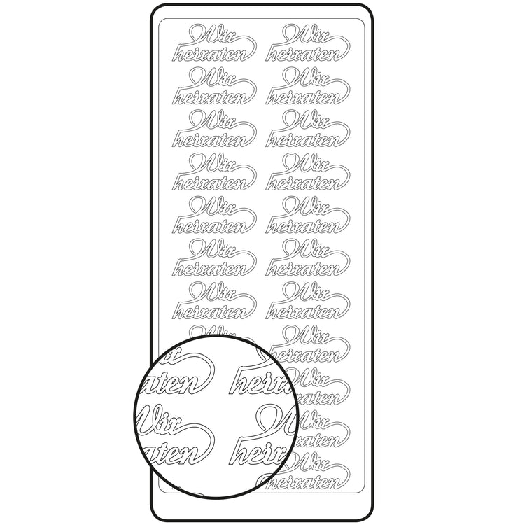 Vaessen creative • sticker 10x23cm 10pcs zilver wir heiraten
