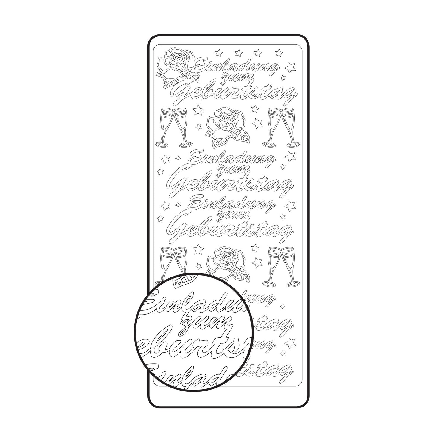 Vaessen creative • sticker 10x23cm 10pcs goud einladung geburtstag
