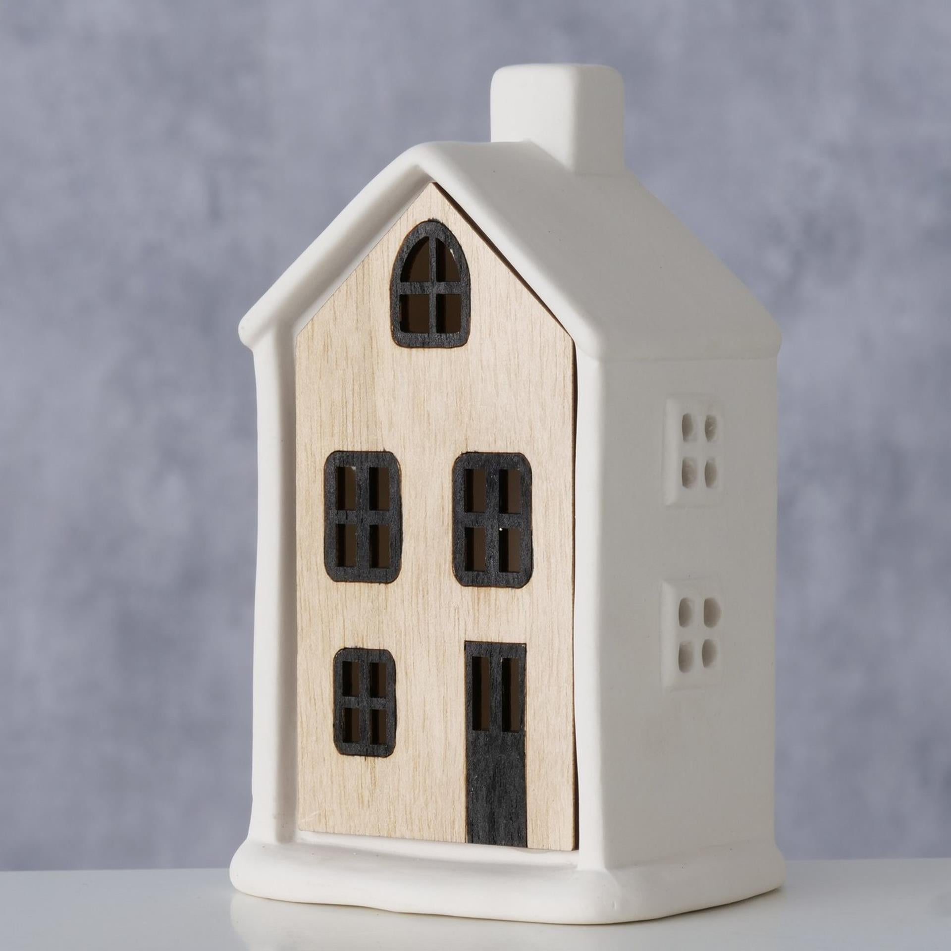 Boltze home huisje homewood porselein led h13cm
