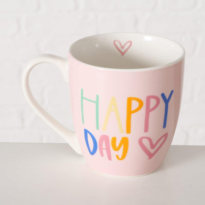 Boltze home jumbo-mok happy 400ml 9,5x13x10cm 3 assorti vaatwasmachinebestendig