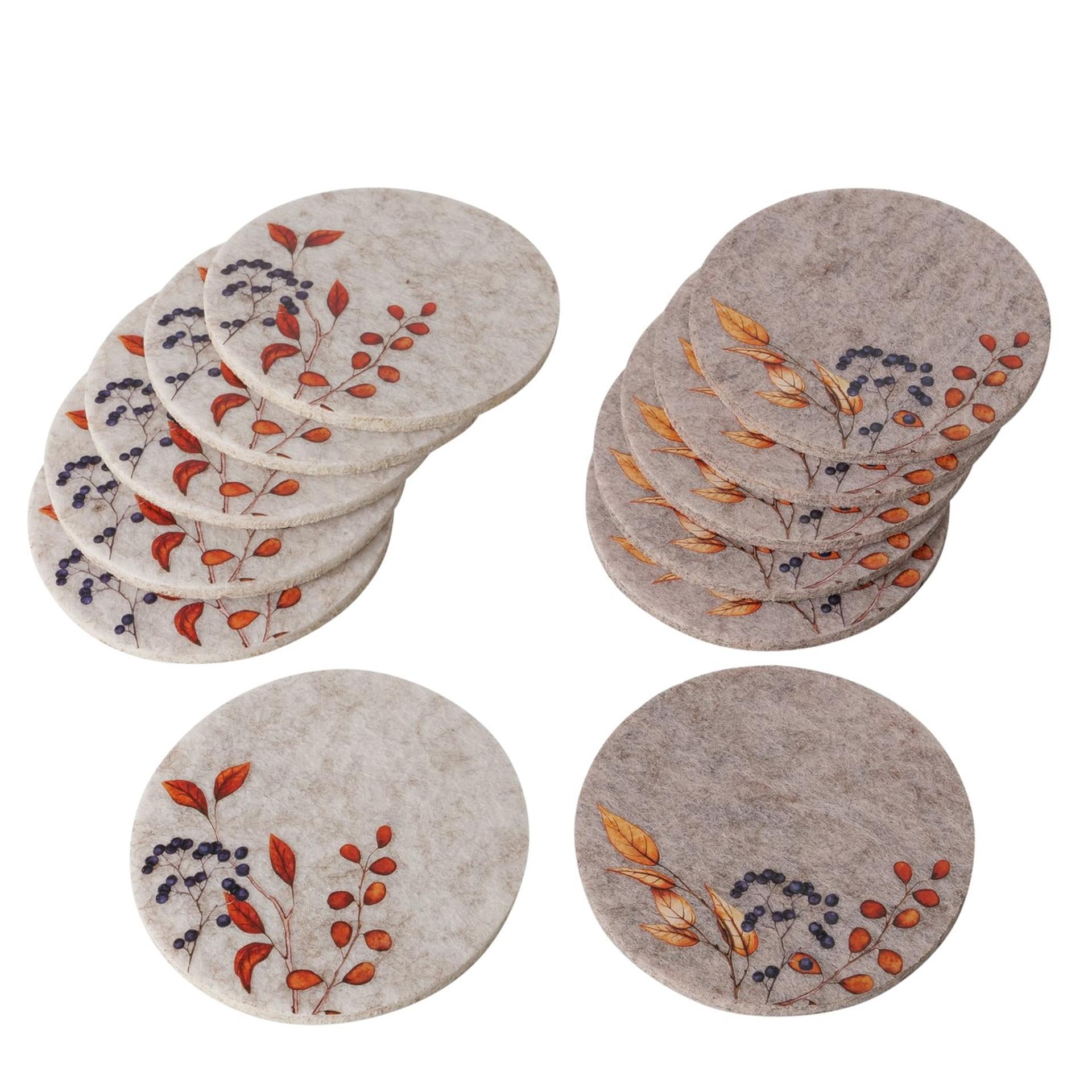 Boltze home onderzetterset vilt met bloemen 6 stuks