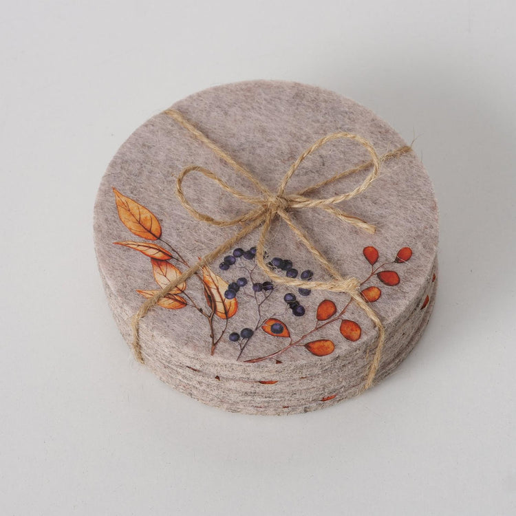 Boltze home onderzetterset vilt met bloemen 6 stuks