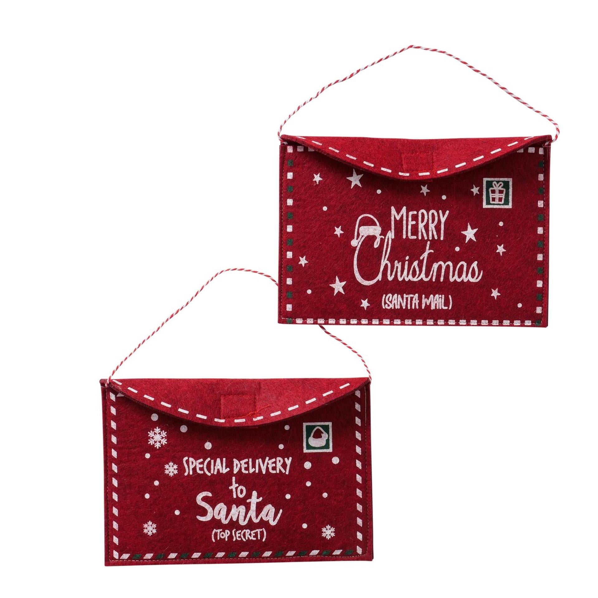 Boltze home kerstman wenslijst envelop claus vilt 15x21cm rood