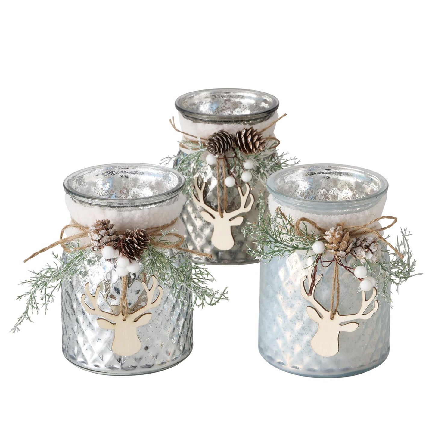 Boltze home theelichthouder glas met kerstdeco h16cm