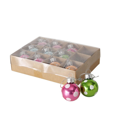 Boltze home kerstbal mini glas met stippen 12 stuks