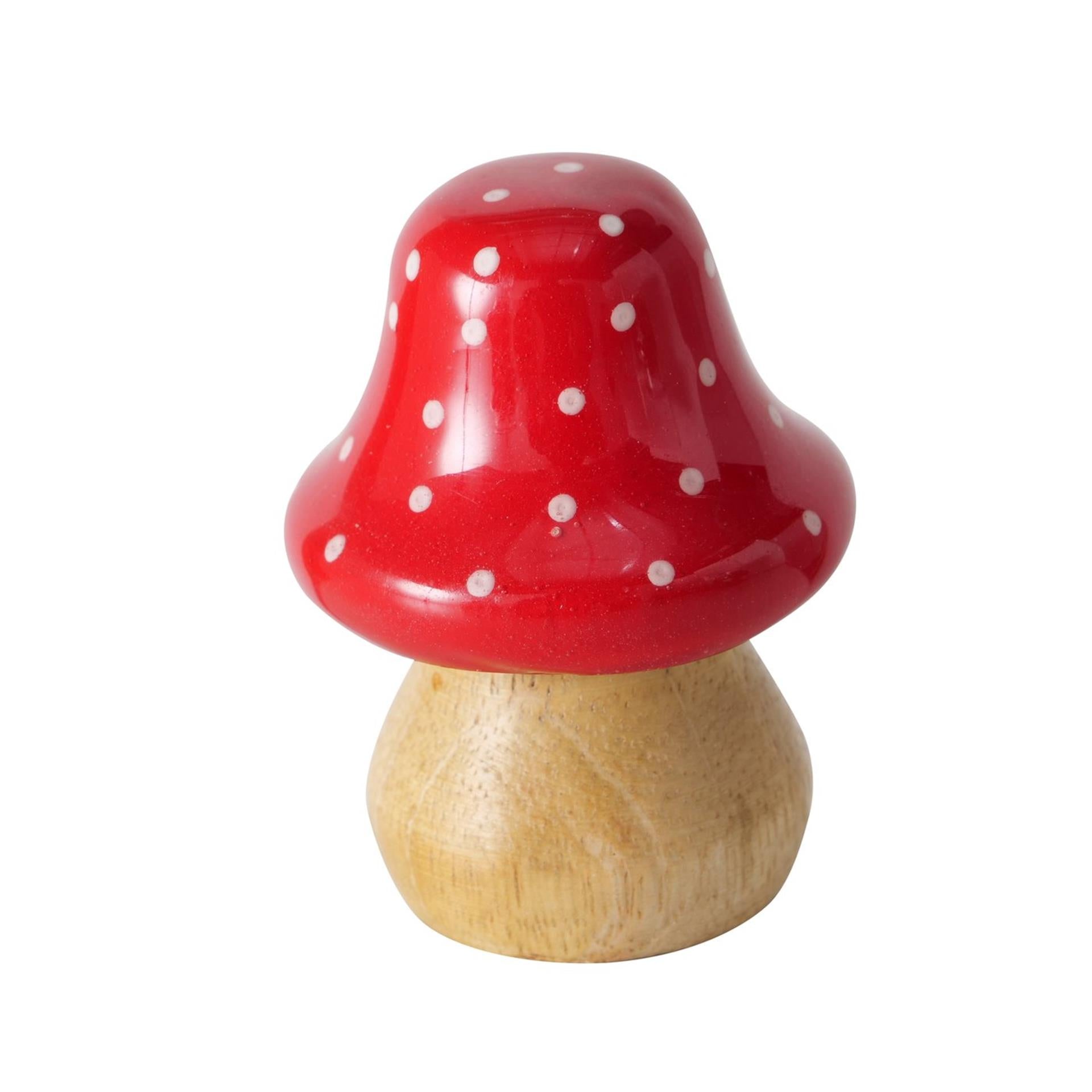 Boltze home beeld paddenstoel mango hout dia.3,5x5cm rood