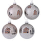 Boltze home kerstbal homewood glas- met dessin van huisjes en kerstbomen -dia 8 cm