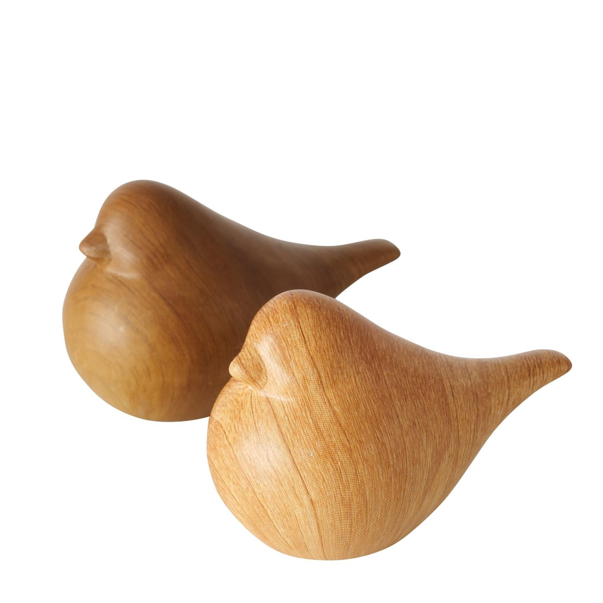 Boltze home decoratief beeld wilhelmy vogel h6cm dolomiet met hout-look bruin