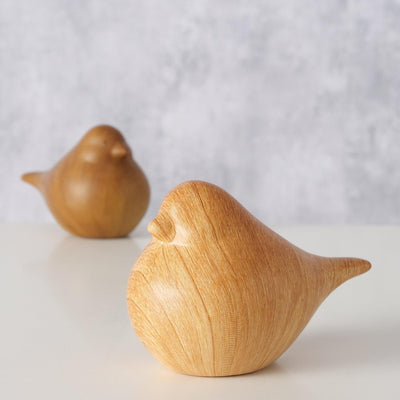 Boltze home decoratief beeld wilhelmy vogel h6cm dolomiet met hout-look bruin