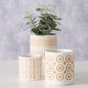 Boltze home bloempot set 3-dlg aardewerk met print