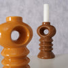 Boltze home kandelaar aardewerk h14cm oranje bruin