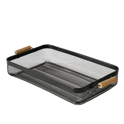 Boltze home dienblad metaal hout zwart 51x27x8cm