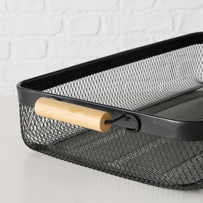 Boltze home dienblad metaal hout zwart 51x27x8cm