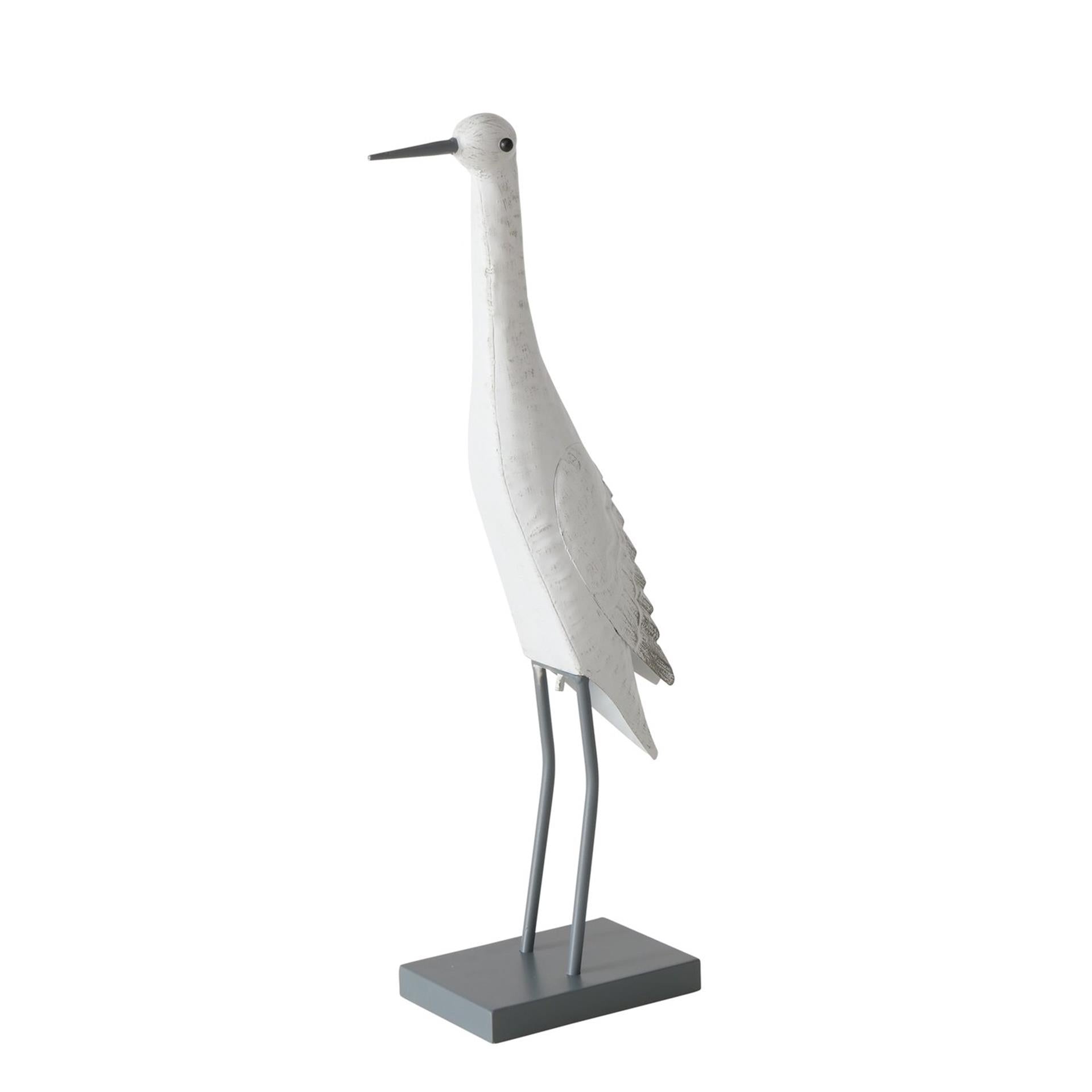 Boltze home beeld metalen vogel 'jaron' wit l22xb11xh55cm voor binnen