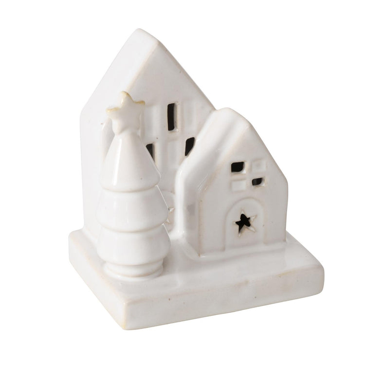 Boltze home deco huisje cristo steen met led h10cm