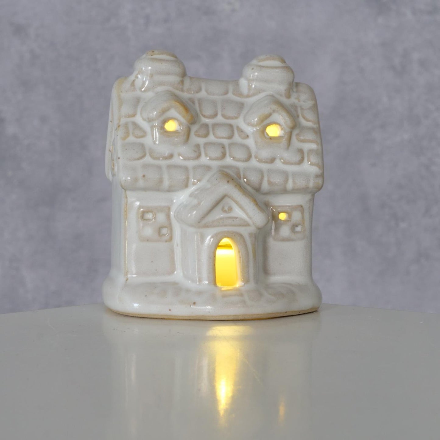 Boltze home deco huis cristo steen met led h7cm wit
