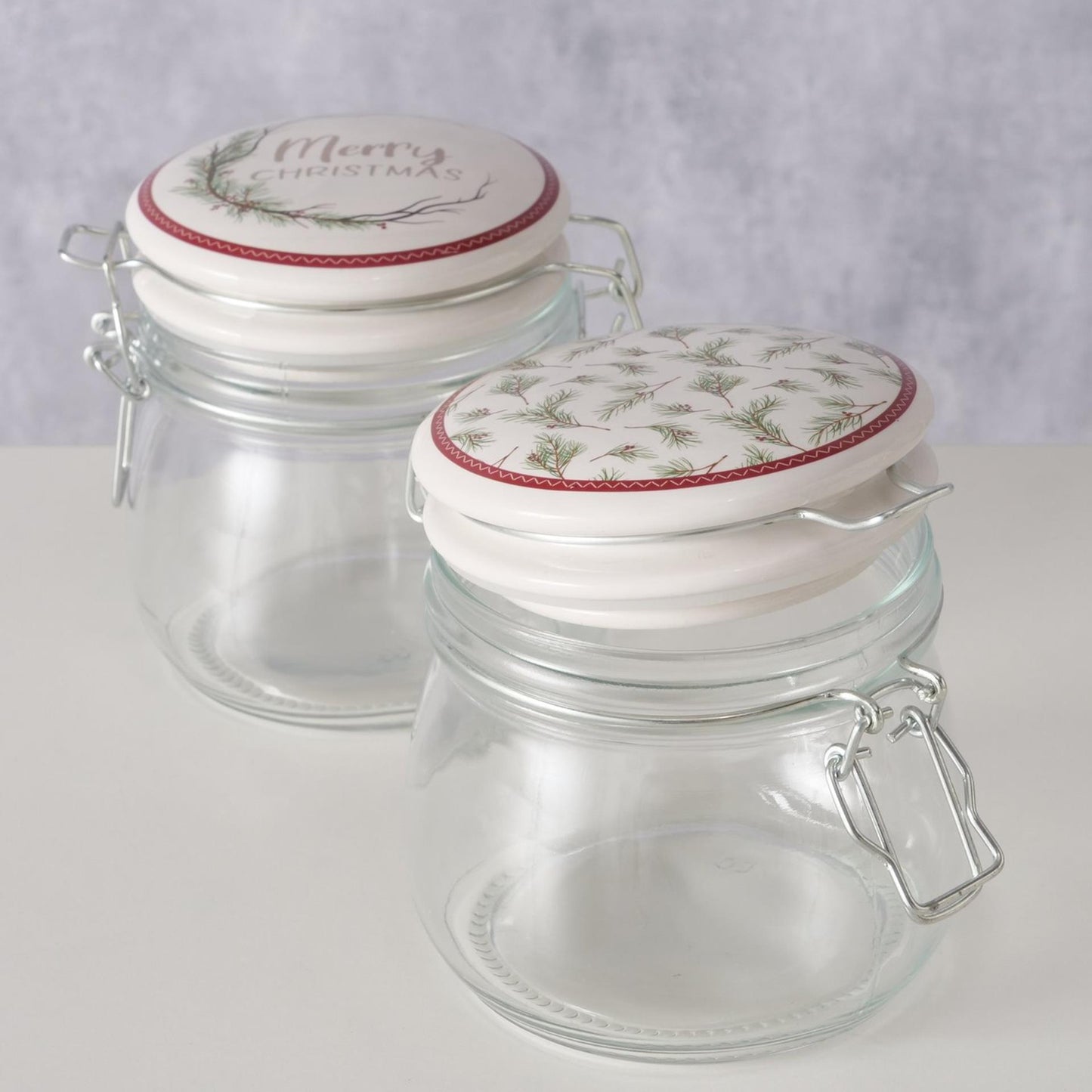 Boltze home voorraadpot glas met kerstmotief 450 ml