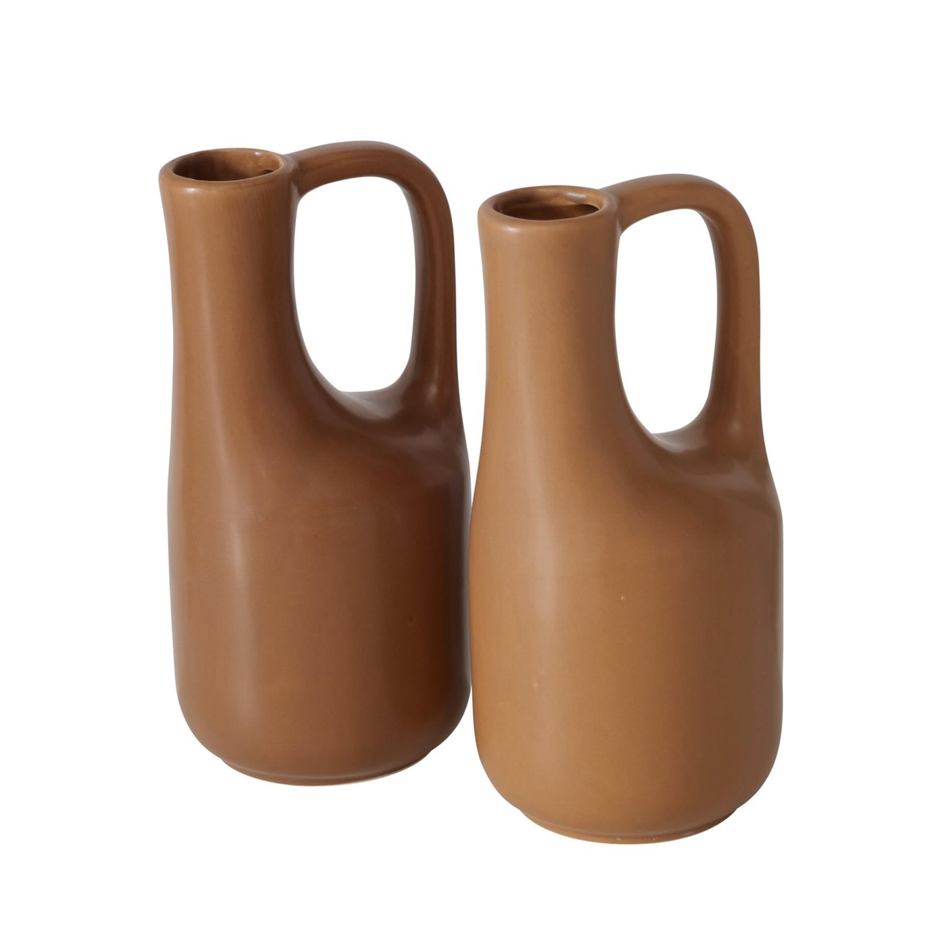 Boltze home vaas mirosa h18,2cm aardewerk lichtbruin bruin