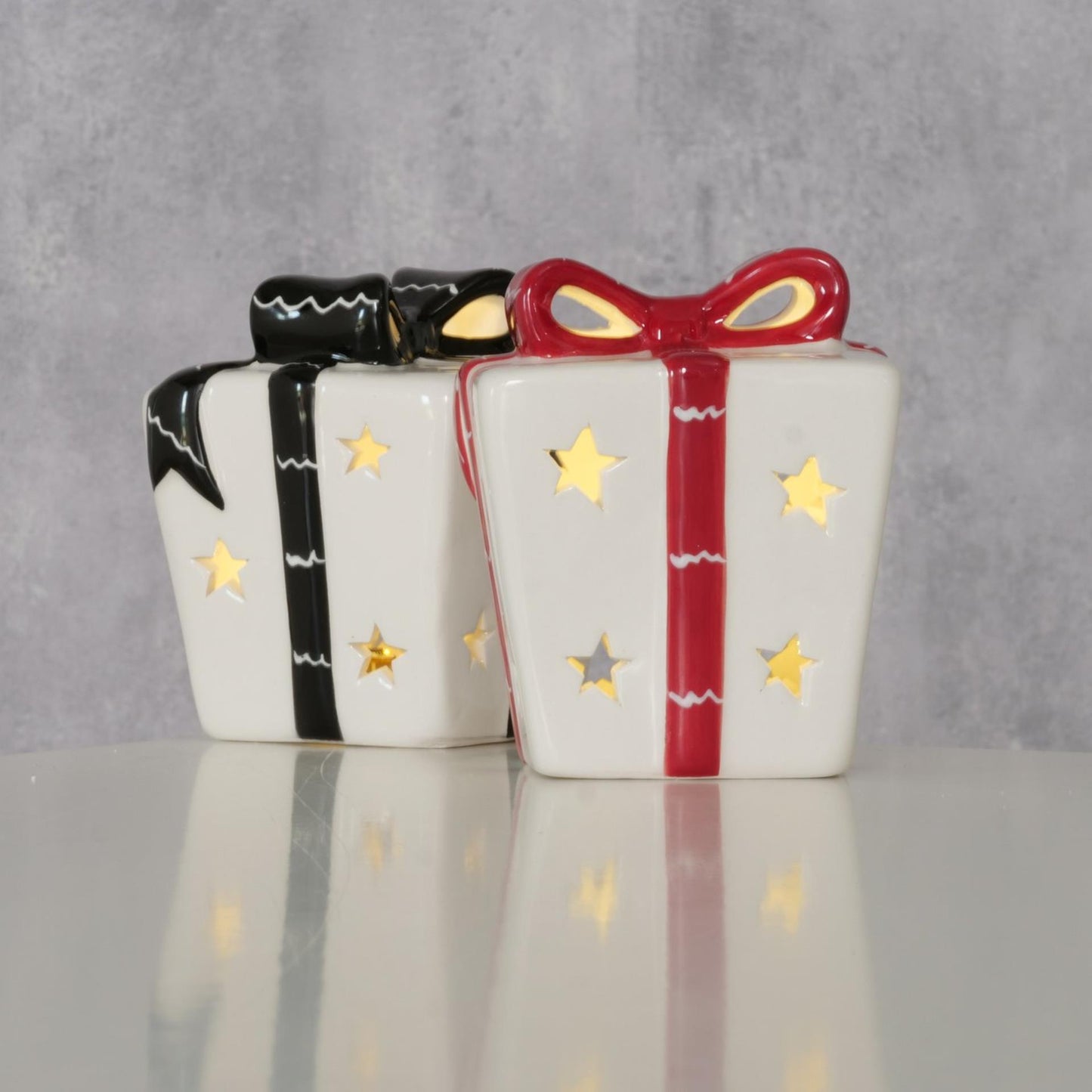 Boltze home beeld cadeautje elina met led h10cm zwart rood