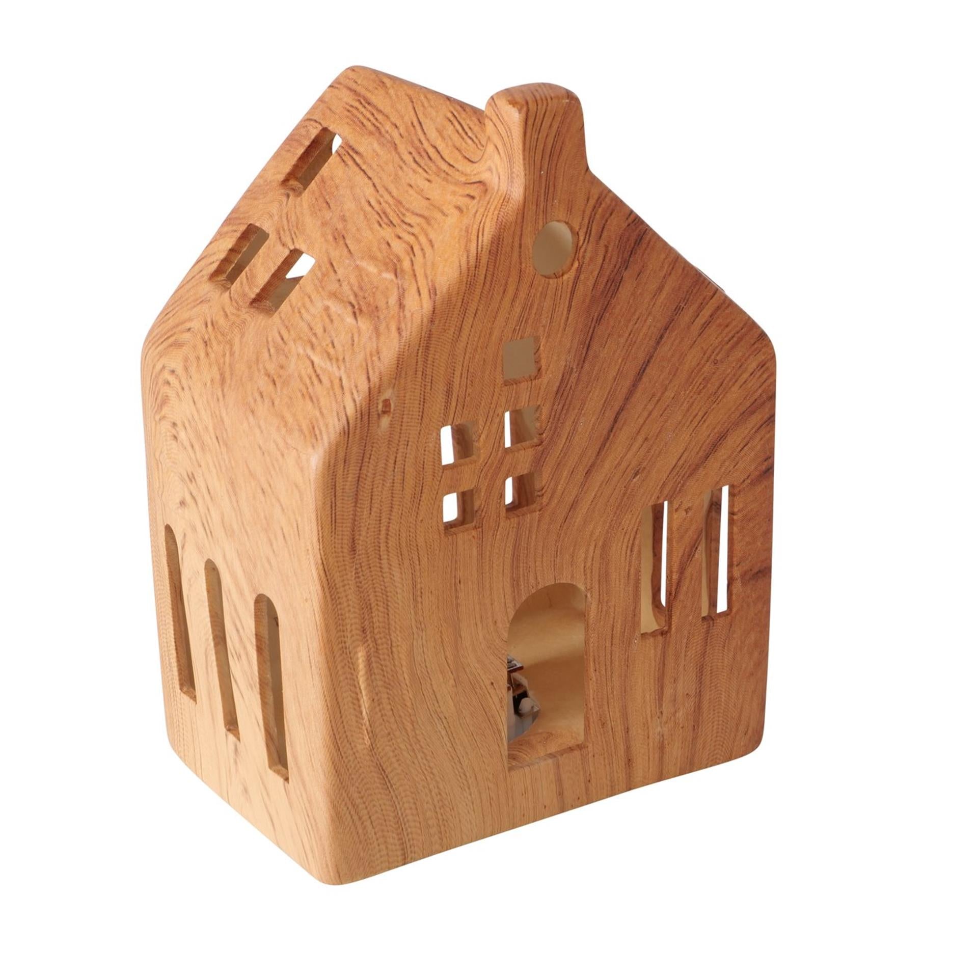 Boltze home deco huisje hygga porselein met led h14cm (exclusief 3x lr44 batterij)