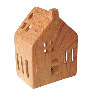 Boltze home deco huisje hygga porselein met led h14cm (exclusief 3x lr44 batterij)