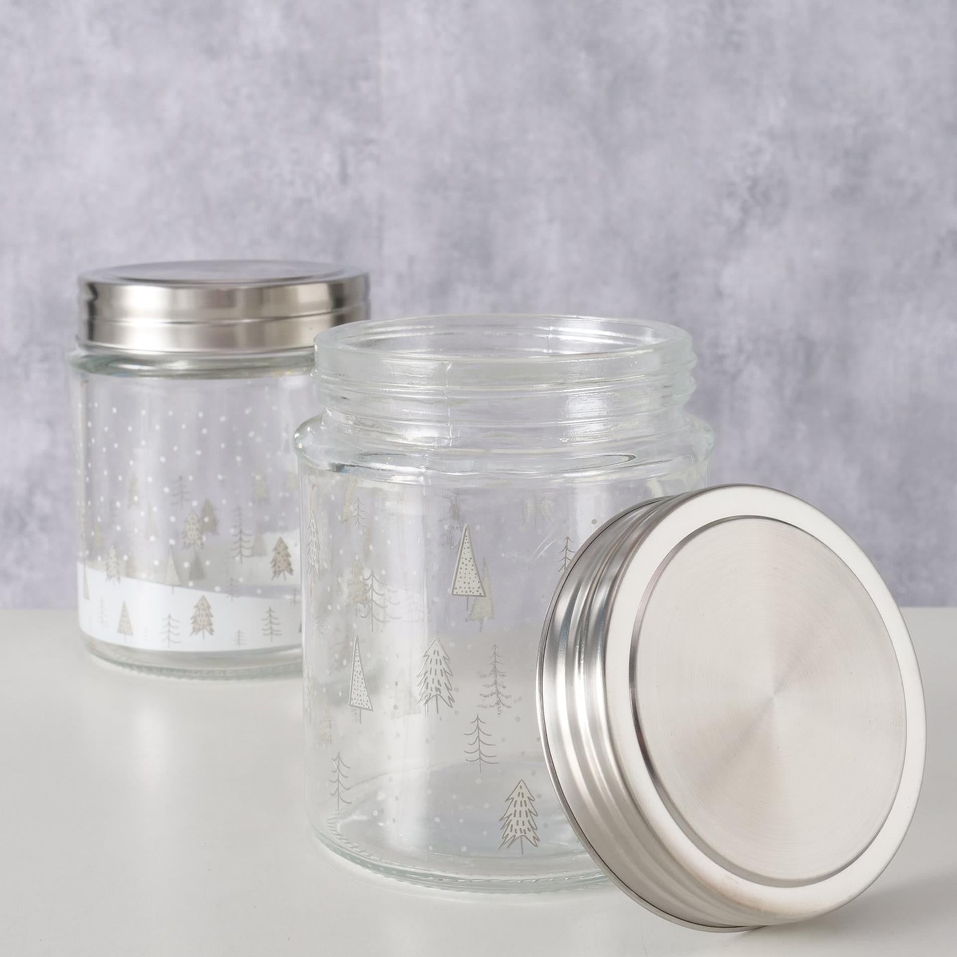 Boltze home voorraadpot countreyside 625 ml dia.9,8x12,5cm glas met rvs