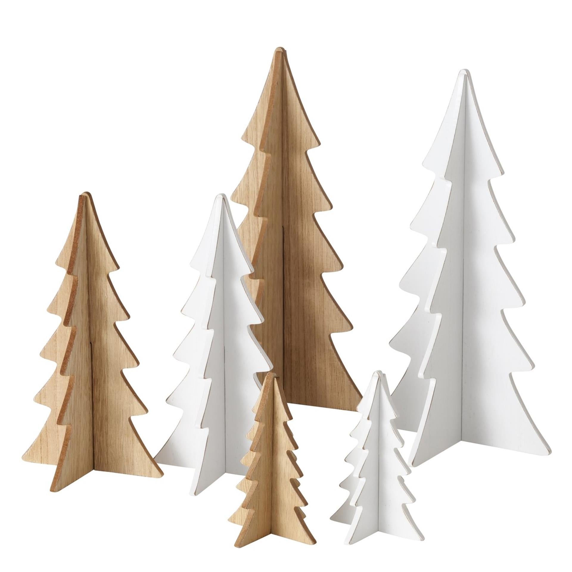 Boltze home decoratief kerstboom ceti 3-delig h12-30cm wit of hout