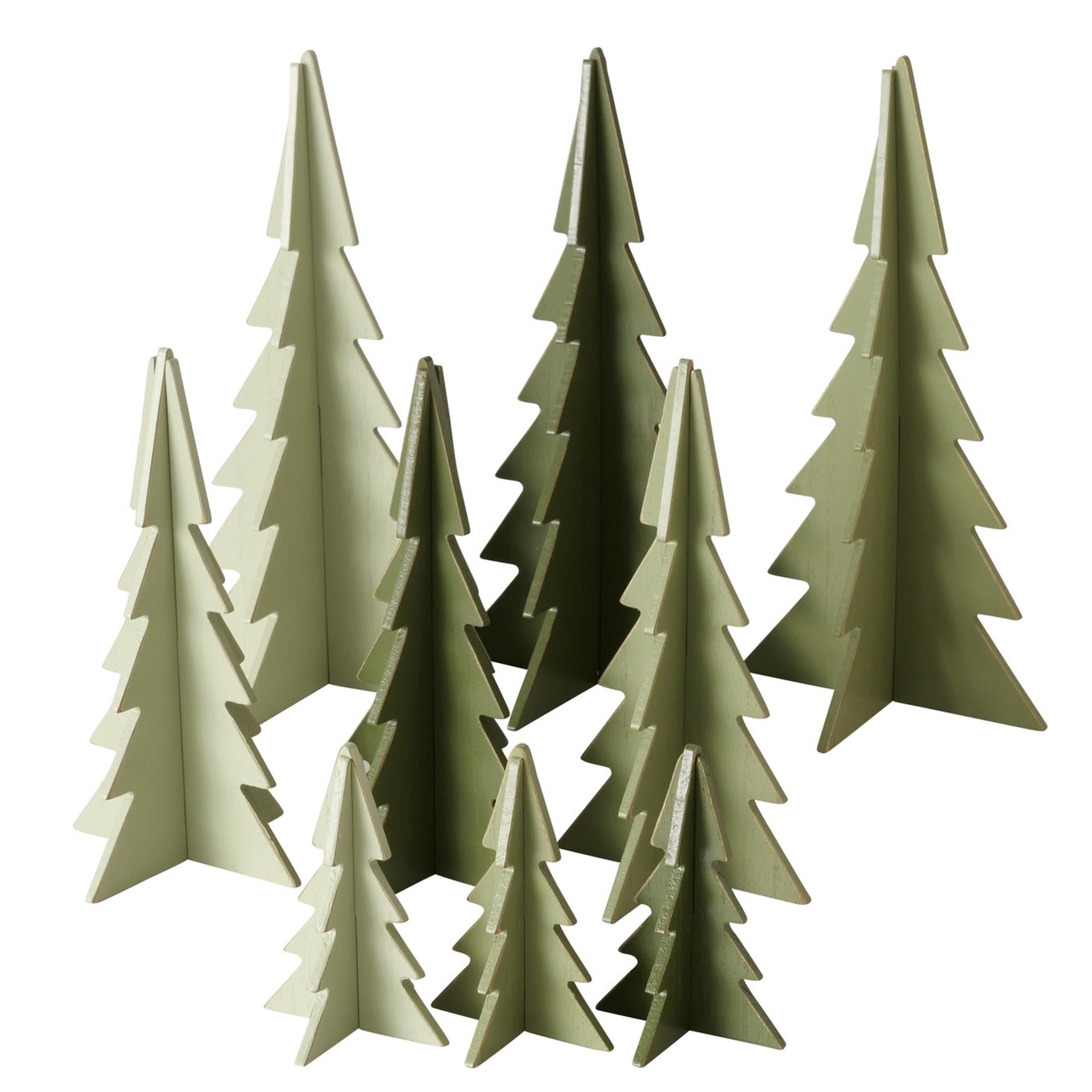 Boltze home decoratief kerstboom ceti 3-delige set h11,5-30cm licht groen midden groen donker groen