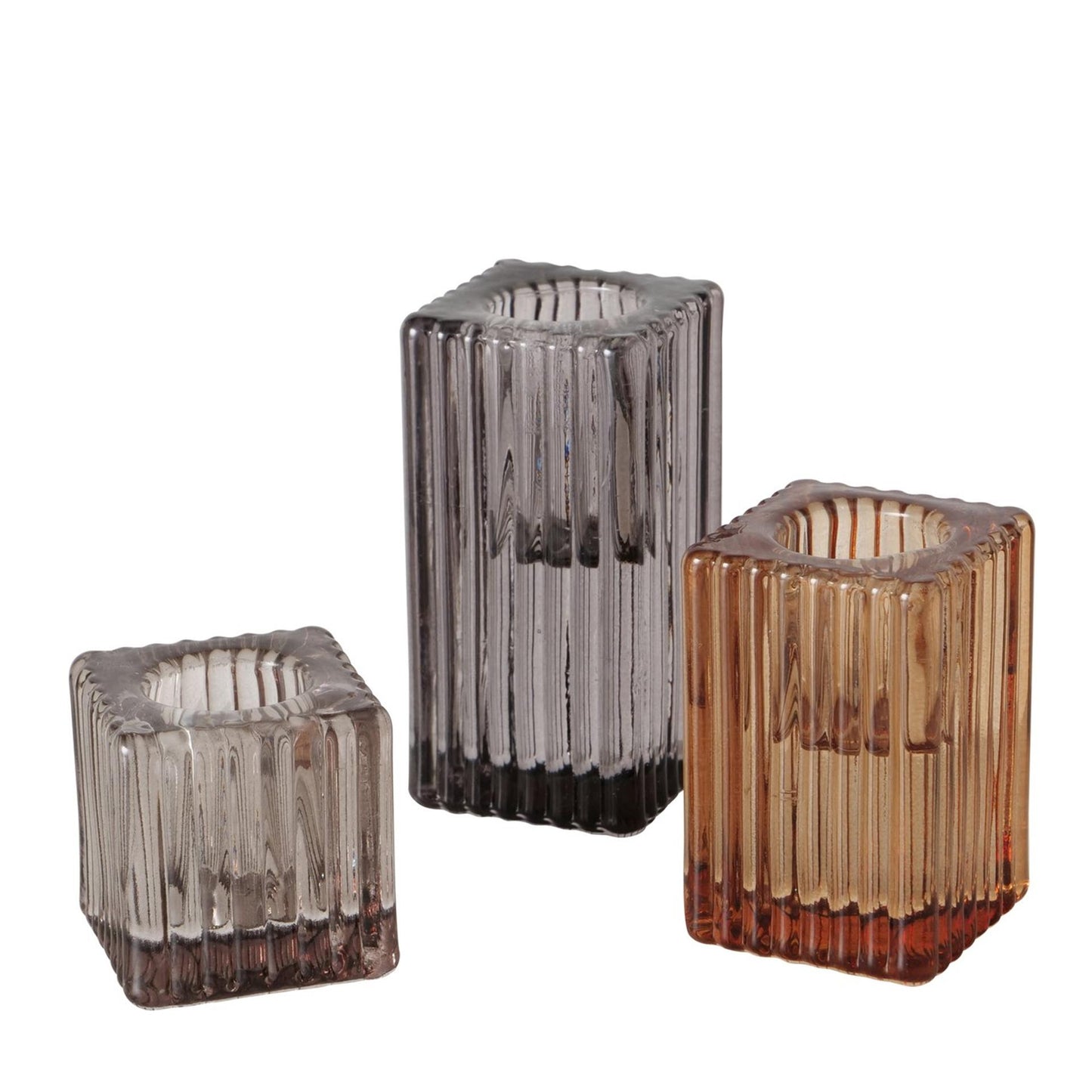 Boltze home kandelaar glas3-delig set h4-8cm