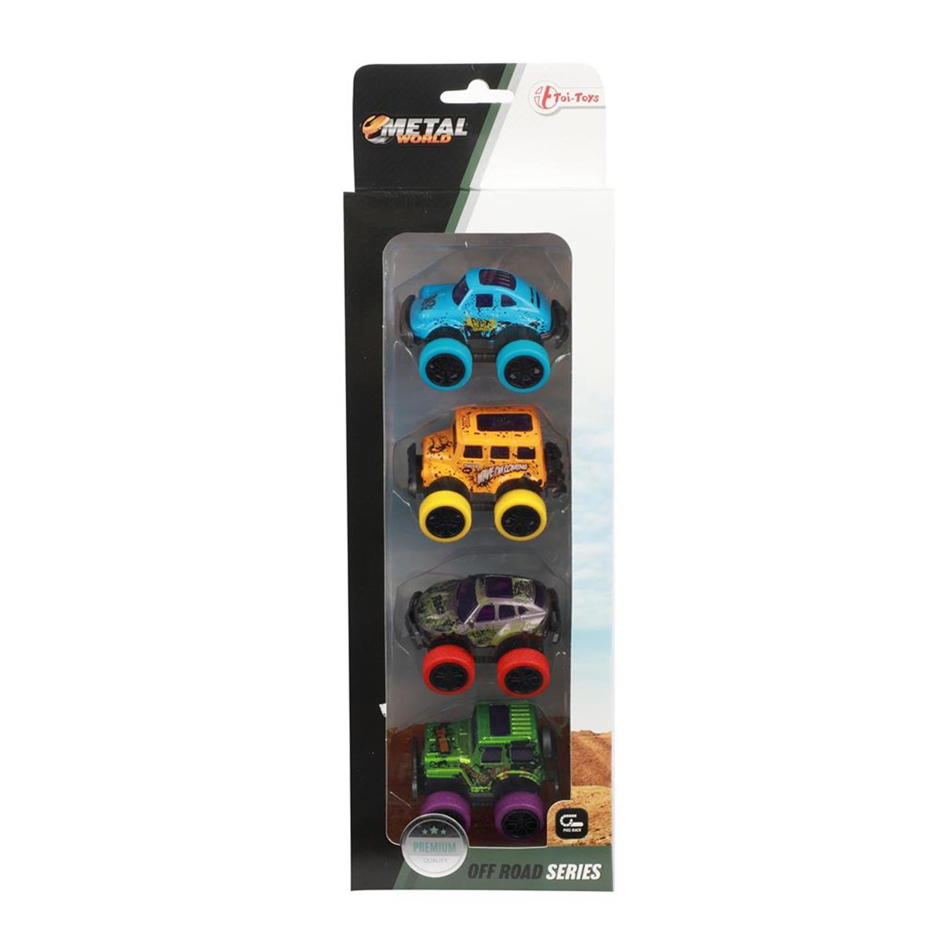 Toi-toys toi toys metal pull-back off road mini auto's set a 4