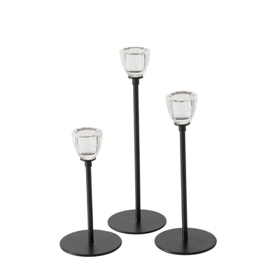 Boltze home kandelaar zwart 3-delig ø7cm
